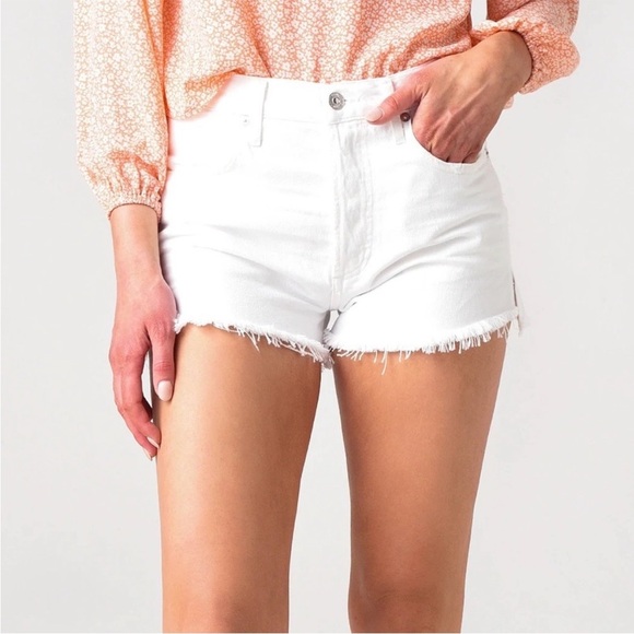 Citizens of Humanity Annabelle White Organic Cotton Cut Off Shorts Size 27 NWT - Picture 1 of 9